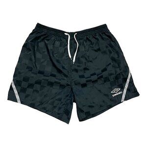 Vintage Umbro Shorts Mens L Green Checkered Soccer 90s Summer Retro